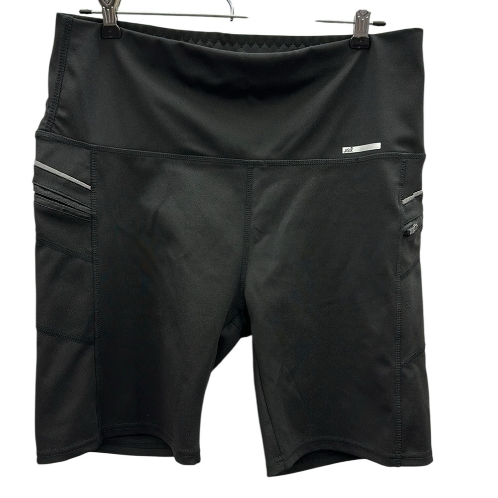 JGX Active Black High Waist Zip Pocket and Reflector Performance Shorts Womens L